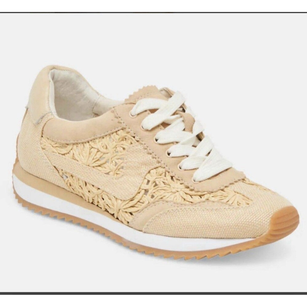 NWOB Dolce Vita Women's Raffia Retro Jogger Sneakers Size 8.5 Beige